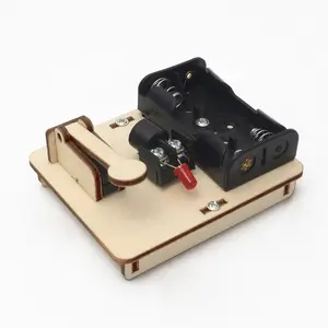 Sıcak satış elektrikli Mini ahşap telgraf modeli bilim eğitim seti çocuklar ilkokul öğrencileri için ahşap oyuncaklar