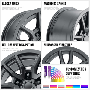 SPEED MEGA Black Multi <b>Spoke</b> Alloy Forged <b>Wheel</b> 5.5 Inch New for Retrofit Upgrade PCD 114.3mm ET 35mm - Product Image 3