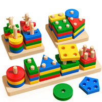 Juego de Columnas Geométricas Montessori, Rompecabezas Educativo de Madera 3D, Bloques de Construcción para Niños y Niñas de 1 a 3 Años