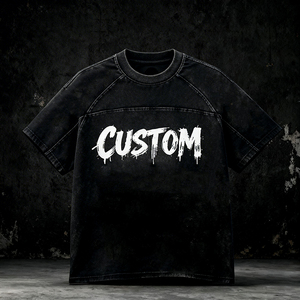 285GSM Schwergewichtiges 100% Baumwoll-T-Shirt mit Knitterfreier, Atmungsaktiver, Kastenförmiger Passform, Kurzarm, Maßgeschneidert im Hip-Hop-Stil für Herren - Product Image 1