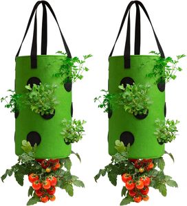 Lot de 2 sacs de plantation suspendus vert pour tomates et herbes, sacs de plantation durables en tissu aéré pour fraises, à suspendre en extérieur - Product Image 2
