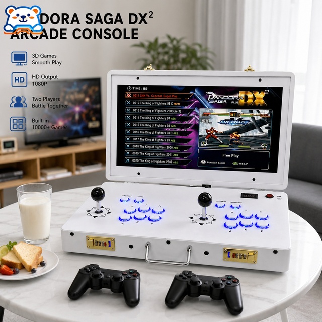 2026 Upgraded with 29000+ Games / Support 4 PlayersTwo-Person Desktop All-In-One Joystick Portable Home Game Console