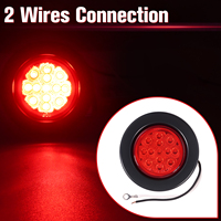 Feux de position latéraux rouges à 13 LED de 2,5 pouces avec joints en caoutchouc, feux de remorque ronds avec œillet et câble de raccordement pour camion, remorque, camping-car