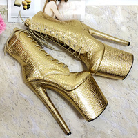 Botine Femme 20CM Pole Dance Bottes Sexy Dames D'été Peep Toe Talons Sandales avec Boucle Plate-Forme Talons Donna Scarpe