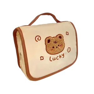 جميل الدب المحمولة التجميل حقيبة للفتيات كبيرة قدرة لطيف غسل حقيبة مستحضرات تجميل كيس التخزين ماكياج المنظم