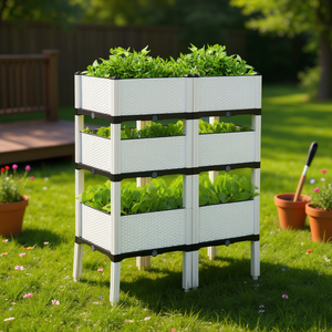 Jardinera Elevada DB, Paquete de 4 Unidades, Jardinera Cuadrada Elevada para Exteriores con Recubrimiento en Polvo, Jardinera para Jardinería Doméstica - Product Image 2