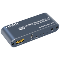 Conmutador de vídeo HDMI 2,1 de 3 puertos FJGEAR, 8K, 60Hz, con mando a distancia, carcasa de aleación de aluminio, conmutador de vídeo HDMI, 1 unidad, 1 unidad