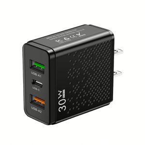 Chargeur rapide 30W, prise US/EU, double USB + Type C, chargeur mural PD QC3.0, charge rapide - Product Image 1