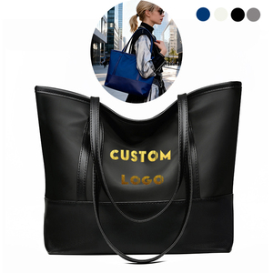 Borsa Tote Economica in Nylon e Poliestere con Cerniera, Borsa a Tracolla per Shopping da Donna con Logo Personalizzabile Sac Cabas AB01 - Product Image 1