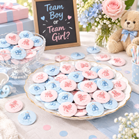 Épingles à Boutons Révélation du Sexe Équipe Garçon Fille Rose Bleu pour Cadeaux de Fête Prénatale et Fournitures de Fête Révélation du Sexe
