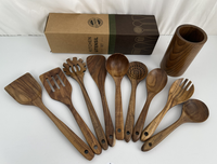 Peralatan Masak Dapur Kayu Jati Alami Terlaris dengan Spatula, Aman untuk Mesin Cuci Piring, Lebih dari 20 Buah