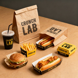 Juego de Empaque para Comida Rápida con Logotipo Personalizado, Caja para Pollo Frito, Caja para Hamburguesas, Porta Papas Fritas, Bolsa de Papel y Vaso de Papel para Bebidas para Llevar - Product Image 3