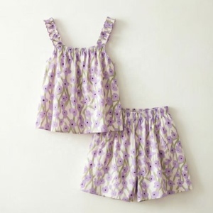 Conjunto <span class=keywords><strong>de</strong></span> <span class=keywords><strong>Ropa</strong></span> <span class=keywords><strong>Infantil</strong></span> Personalizable al por Mayor, Top sin Mangas con Estampado Floral y Pantalones Cortos - Product Image 2