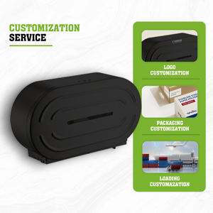 Distributeur de rouleaux de papier toilette mini-jumbo mural moderne et écologique FANDA, en acier, finition noire, pour bureau, gare - Product Image 4