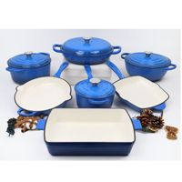 Ensemble de 7 Pièces Batteries de Cuisine en Fonte Émaillée Antiadhésives avec Couvercles pour la Maison et la Cuisine Familiale