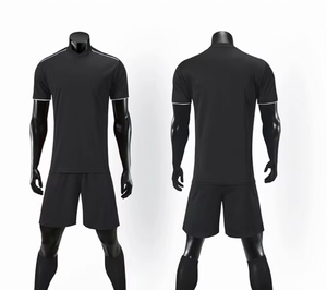 ชุดเสื้อเจอร์ซีย์กีฬาฟุตบอลสีดำไม่มีลายพิมพ์ - Product Image 1