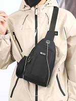 Sac de poitrine imperméable pour homme avec porte-bouteille latéral en maille, sac banane décontracté pour homme, sac à bandoulière en Oxford pour l'extérieur