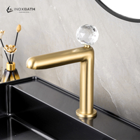 Robinet Mitigeur Monocommande de Luxe en Acier Inoxydable SUS304, Doré Brossé, pour Lavabo de Salle de Bain