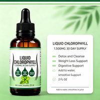 Gouttes de chlorophylle liquide Détox Nettoyage Perte de poids Soutien digestif Supplément liquide de chlorophylle à la menthe poivrée OEM ODM