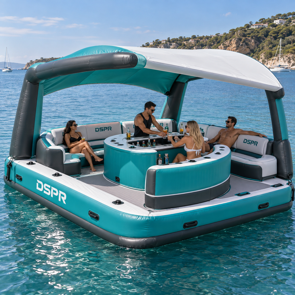 Water Distribution Platform Resort Inflatable Water Equipment Island Leisure Platform with Boarding ...
