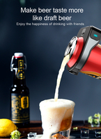 Accessoires de bar : Mini mousseur à bière électrique portable avec vibration ultrasonique à une touche pour bière en canette, utilisation en bar et brassage maison