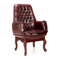 Fauteuil de bureau pivotant haut de gamme en bois et cuir de vachette rouge, ergonomique et confortable, réglable en hauteur, style européen, pour usage commercial et domestique