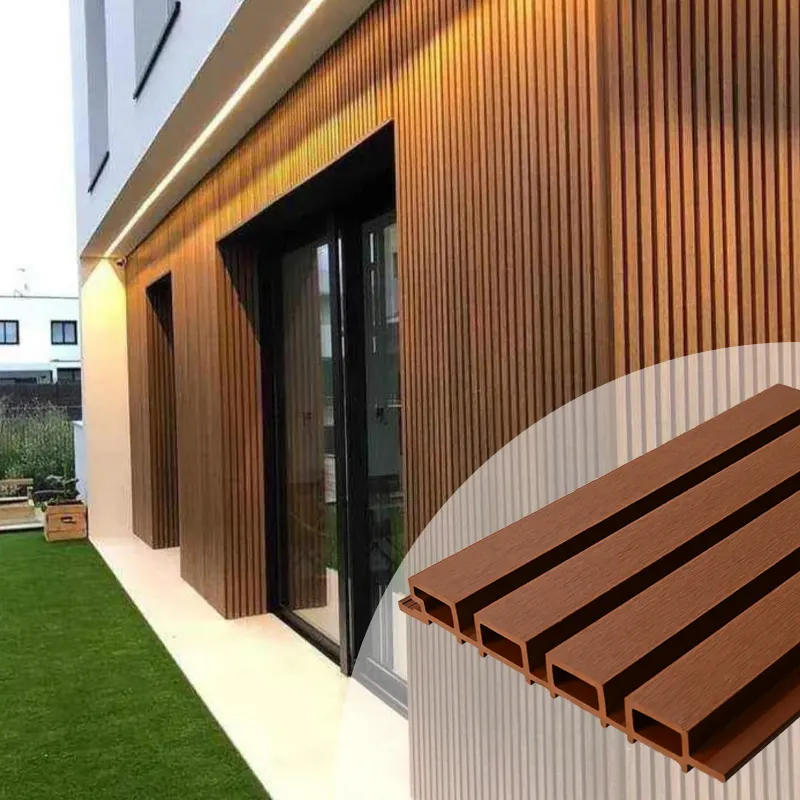 Co-extruded Exterior Outdoor Wall Cladding Wpc Fluted Cladding Panel 220*26mm