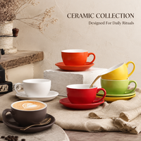 Ensemble tasse et soucoupe en céramique raffinée pour l'art du latte et le service du café, approvisionnement direct usine pour les torréfacteurs de café de spécialité