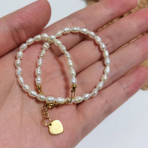 <span class=keywords><strong>Tobillera</strong></span> de perlas de agua dulce delicada impermeable de acero inoxidable chapado en oro de 18K que no se deslustra - Product Image 3