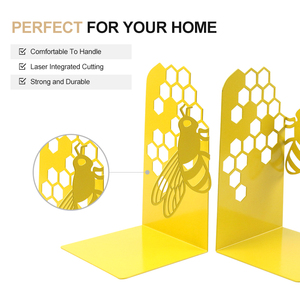Sujetalibros de Metal con Diseño de Abeja y Panal de Abeja, Decoración para Escritorio de Oficina con Color y Tamaño Personalizables - Product Image 4
