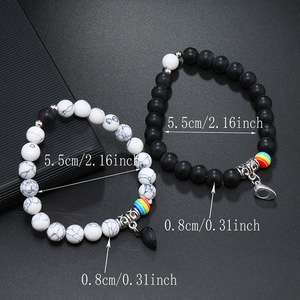<span class=keywords><strong>Couple</strong></span> minimaliste européen et américain <span class=keywords><strong>Bracelet</strong></span> en pierre naturelle Aimant noir et blanc Ensemble de bracelets de <span class=keywords><strong>couple</strong></span> d'amour - Product Image 5