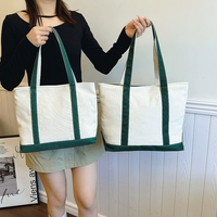 Sac à bandoulière en toile personnalisé sous les bras Sac fourre-tout de loisirs écologique avec fermeture éclair Sacs à main patchwork en coton colorblock pour femmes