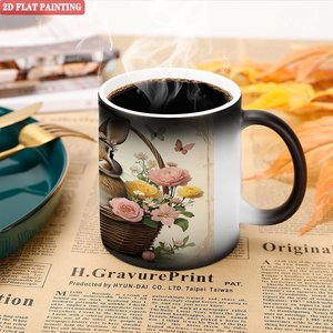 Four Seasons Universal Household Mug 11oz Frosted Black <b>Ceramic</b> Heat Activated <b>Cup</b> - Product Image 5