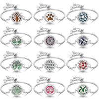 Bracelet diffuseur magnétique ajustable en acier inoxydable, motif Arbre de Vie, pour aromathérapie, créatif, pour couple, pour huiles essentielles