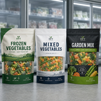 Sachet d'emballage plastique laminé personnalisé imprimé pour légumes surgelés, avec fenêtre transparente, pour mélange de légumes