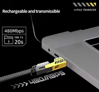 Câble de charge rapide USB Type-C vers Type-C Micro USB 65W 4-en-1 en nylon tressé 1M A50JJ pour ordinateur multifonction