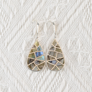 Anting-anting <span class=keywords><strong>Intarsia</strong></span> Flash batu alam perak Sterling 925 Set anting-anting Fashion perhiasan liontin batu permata hadiah perhiasan - Product Image 2