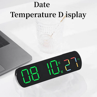 Jam LED Elektronik Digital Warna-warni dengan Alarm, Kontrol Suara, Fitur Snooze, ABS, Fitur Penghitung Naik & Turun, dan Fitur Temperatur, untuk Meja & Dinding