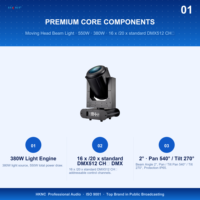 Projecteur à faisceau mobile étanche IP65 380W, 48 prismes, DMX512, éclairage de scène extérieur pour concert, mariage, événement