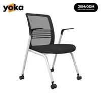Chaise de formation moderne, directement de l'usine, chaise de bureau confortable à dossier en maille avec accoudoirs fixes pour salles de réunion et de formation