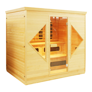 Sala de Sauna de infrarrojo lejano con ventana de vidrio triangular duradera para interiores de alta calidad adecuada para 4 personas - Product Image 3