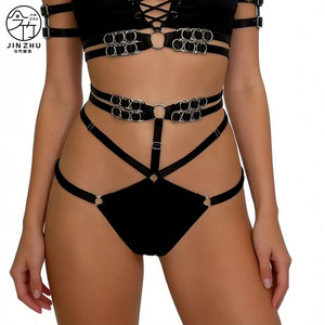 JINZHU – Culotte élastique à entrejambe ouvert, style bondage, très sexy, pour jeu de rôle, avec <span class=keywords><strong>porte</strong></span>-jarretelles et bas de jambe à <span class=keywords><strong>taille</strong></span> <span class=keywords><strong>basse</strong></span> - Product Image 1