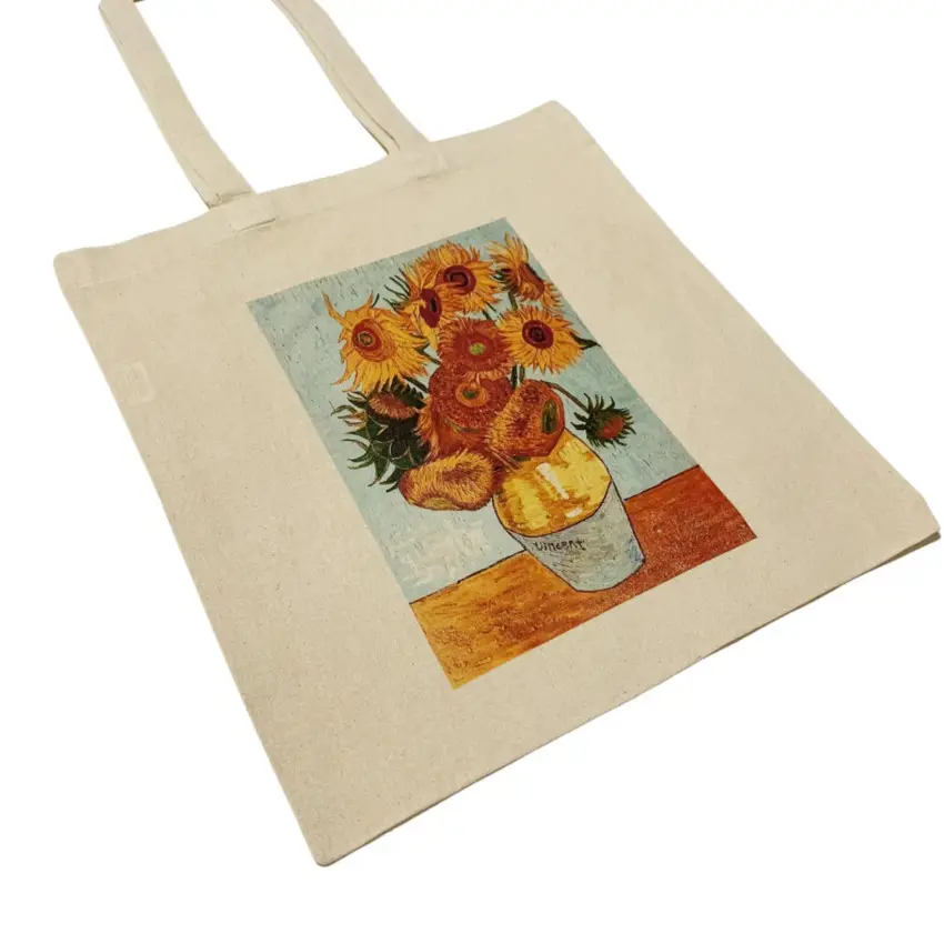 Commercio all'ingrosso nuovo arrivo personalizzato fiore stampato Van Gogh famosi dipinti Tote Bag in cotone