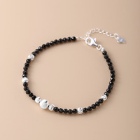 Haute qualité été pierre naturelle oeil de chat perles Bracelet hommes 925 argent Sterling noir spinelle perlé Bracelet pour femmes filles