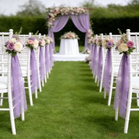 Nœuds de chaise en tulle transparent de 275 cm de long pour décorations latérales de dossier de chaise de mariage ou d'église