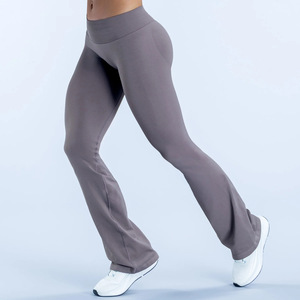 Pantalones de Yoga para Mujer, Mini Flare, Levanta Glúteos, Sin Costura Frontal, Secado Rápido, Estilo Campana, para Verano - Product Image 4
