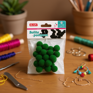 Pompon Ilan Bolita 2Cm Verde per Decorazioni Artigianali e Creazione di Gioielli - Product Image 2