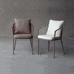 Silla de Comedor de Exterior Moderna y Lujosa, Impermeable, Tejida con Cuerda, para Patio, Jardín, Terraza, Restaurante, Estilo Minimalista - Product Image 1