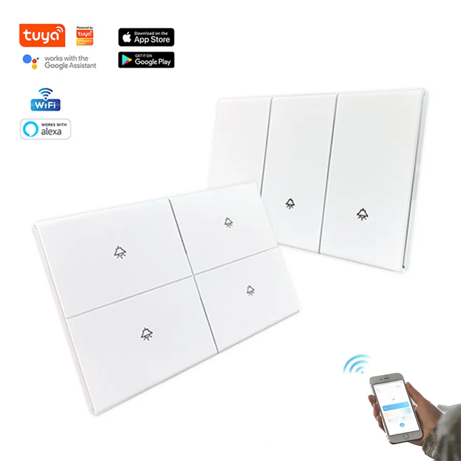 2024 US 1 Gang sensación de piel panel de pintura en aerosol interruptor de pared inteligente iluminación WIFI interruptor Tuya Touch Zigbee Google Smart home