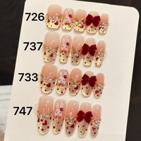 Presse colorée sur les ongles en gros autocollants acryliques de haute qualité conseils 3D couverture complète ongles Style de luxe conception à la main